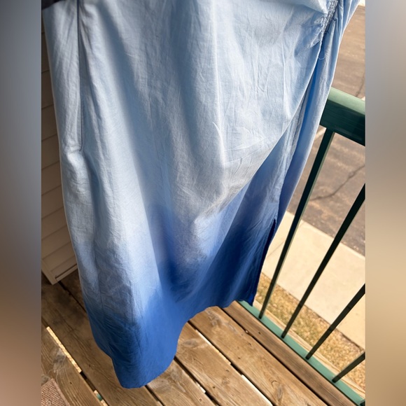 🆕🦋 DKNY Blue Ombre Midi Dress Size 10 NWT 100% Cotton Ruched Side Summer Dress - Picture 10 of 15